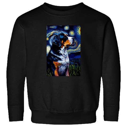 Greater Swiss Mountain in Starry Night Painting Dog Mom Dad 1 Sweatshirts