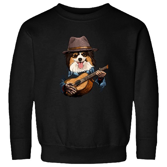 Dog Papillon Acoustic Guitar Papillon Guitar Player Dog Guitarist 56 Sweatshirts