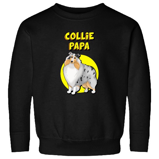 Collie Papa Blue Merle White Tan Rough Collie Dog Father Sweatshirts