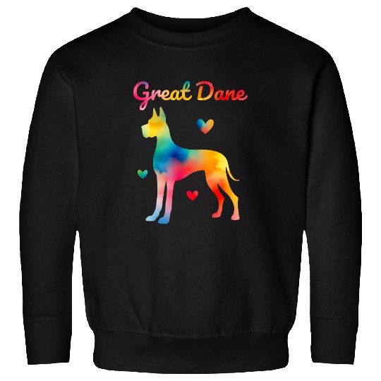 Great Dane Watercolor Colorful Rainbow Dog Sweatshirts