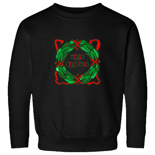 Christmas wreath design vintages artwork Sweatshirts