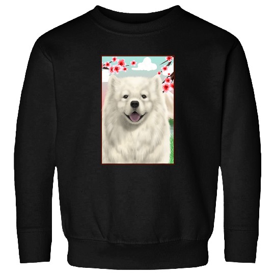 Dog Samoyed Japanese Cherry Blossom Sakura Flower Vintage Sweatshirts