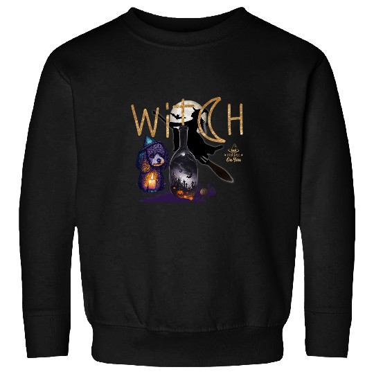 halloween witch magical jar witch poodle witches witch moonlit night Sweatshirts