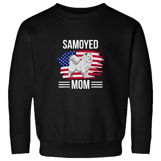 Dog Samoyed USA Flag 4th Of July Mothers Day Merica Samoyed Mom Sweatshirts