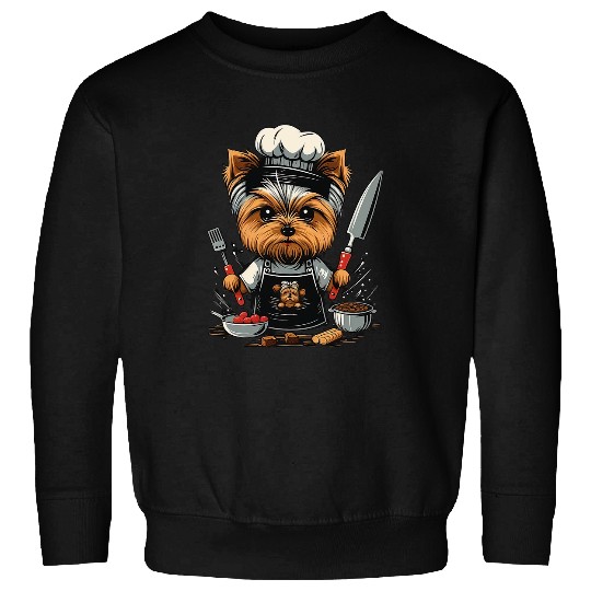 Cooking Yorkie Restaurant cook on Yorkshire Terrier chef Sweatshirts
