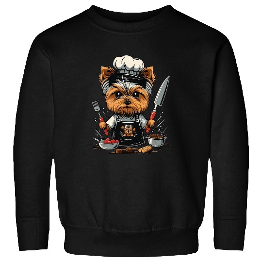 Cooking Yorkie Restaurant cook on Yorkshire Terrier chef Sweatshirts