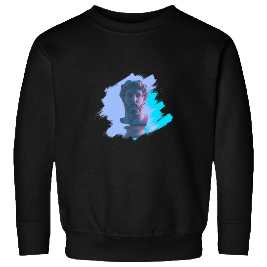 Greek God Statue Synthwave Art Vaporwave Sweatshirts