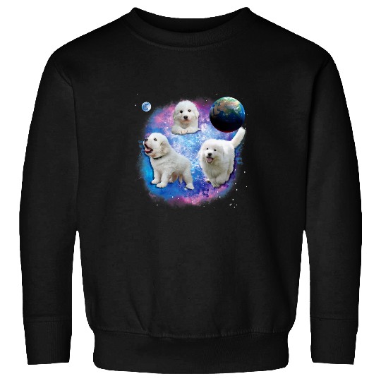 Great Pyrenees Puppies Flying in Space Funny Great Pyrenees Sweatshirts