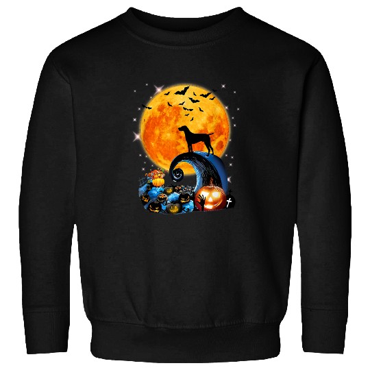 Dog German Shorthaired Pointer Moon Cliff Pumpkin Halloween 5 Sweatshirts