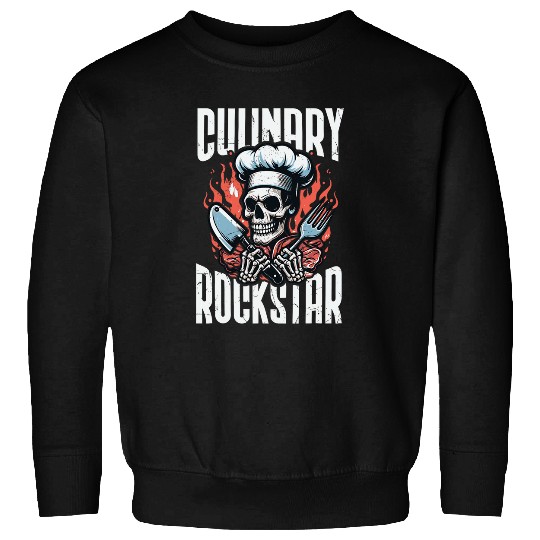 Culinary Rockstar Funny Chef Retro Skull Cook Cooking Sweatshirts