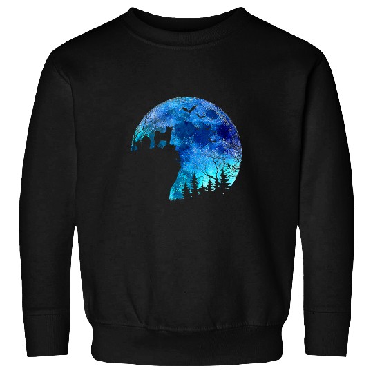 Halloween Elkhound In A Cliff Watching Spooky Full Moon Sweatshirts
