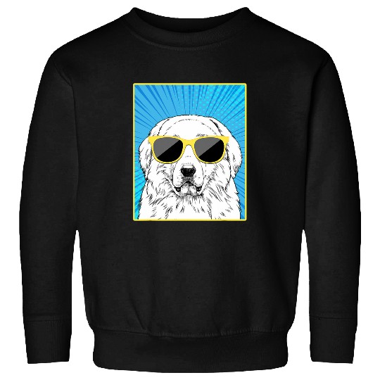 Great Pyrenees Portrait Pop Art PYR Dog with Sunglasses Sweatshirts