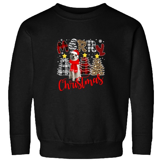 Great Pyrenees Merry Christmas Tree Leopard Plaid Printed Sweatshirts