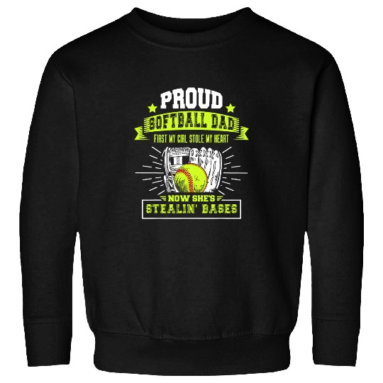 Mens Proud Softball Dad with Daughter Softball Father 2 Sweatshirts
