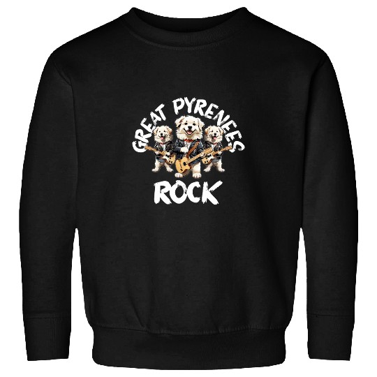 Great Pyrenees Rock Cute Cool Dog Trio Playing Guitar Sweatshirts