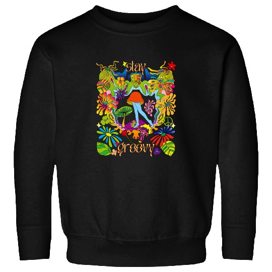 Stay Groovy vintages 70s Retro Rainbow Butterfly Mushroom Art 21 Sweatshirts
