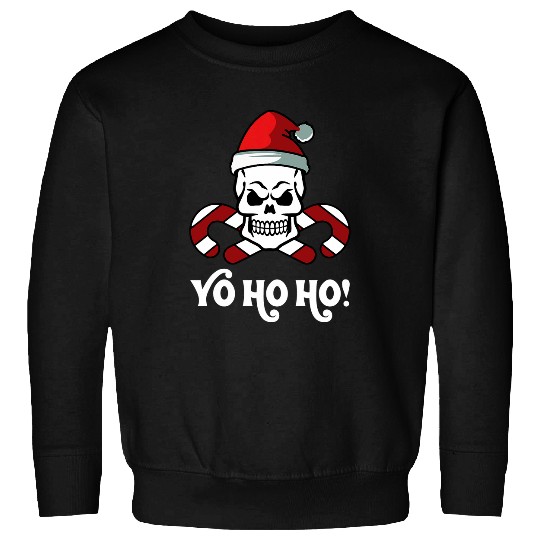 Santa Pirate Christmas Yo Ho Ho Funny Skull Candy Cane Sweatshirts