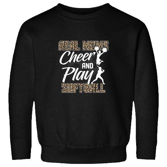 Funny Softball Cheer Mom Leopard Pattern Moms Cheerleader Sweatshirts