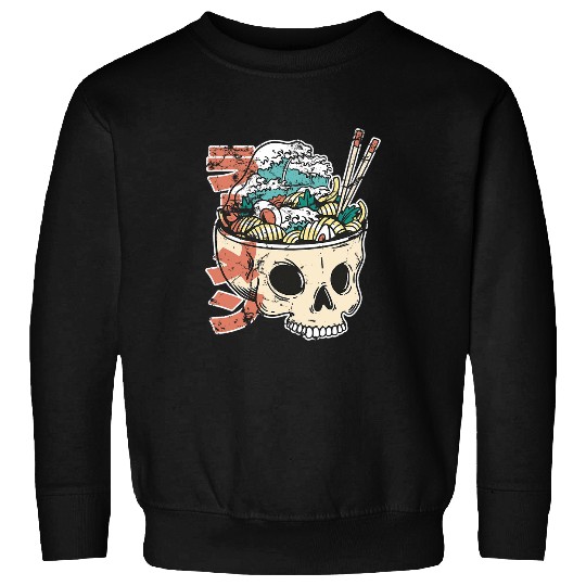 Great Ramen Japanese Kanji skull head Sweatshirts
