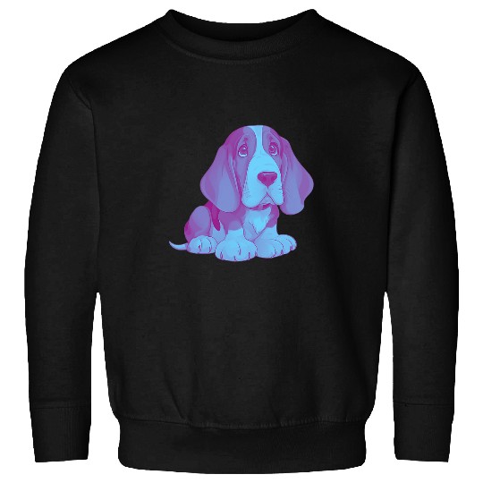 Cute Happy Basset Hound Dog Cartoon Dog to Fall in Love 1 Sweatshirts
