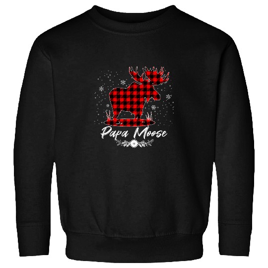 Papa Moose Red Plaid Matching Christmas Family Pajamas Xmas Sweatshirts