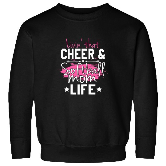 Funny Softball Cheer Lover Graphic Women Moms Cheerleader 3 Sweatshirts