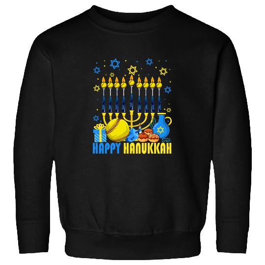 Funny Softball Balls Temple Menorah Chanukah Hanukkah Pajama Sweatshirts