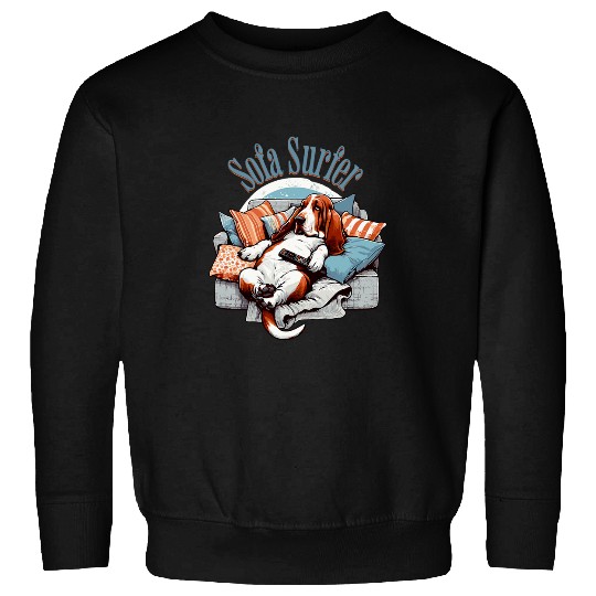 Cute Sofa Surfer Basset Hound Sweatshirts