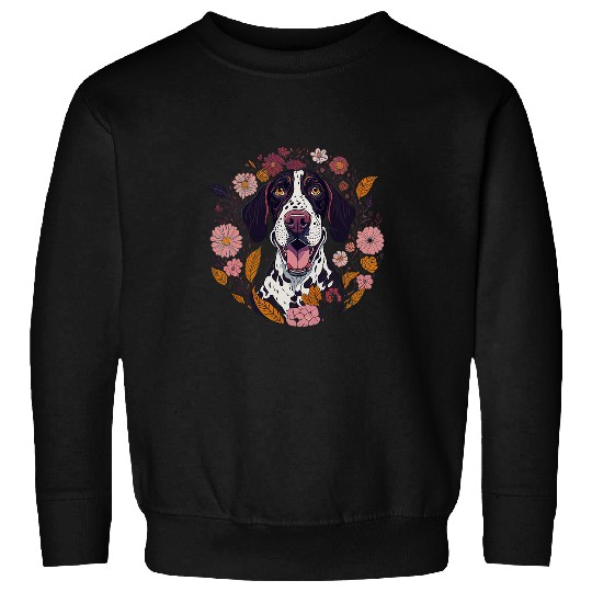Dog Lover Smiling German Shorthaired Flowers Floral Sweatshirts