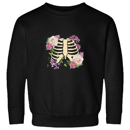 Cottagecore Botanical Skeletons Human Rib Boho Floral Witchy Sweatshirts