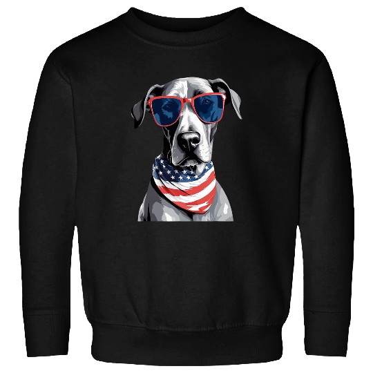 Great Dane with Patriotic USA Flag American Independence Day Sweatshirts