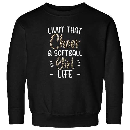 Funny Softball Cheer Lover Leopard Pattern Women Cheerleader Sweatshirts