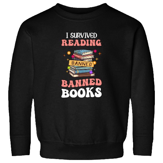 I Survived Reading Banned Books Week Librarian Groovy Reader Sweatshirts