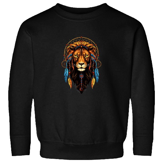 Lion Dreamcatcher Native American Indian Feathers Tribal 1 Sweatshirts