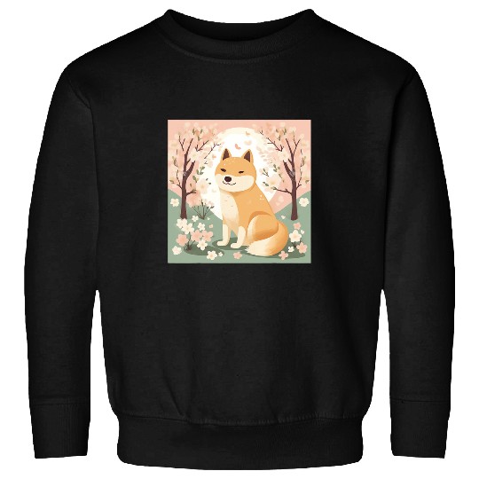 Charming Shiba Inu and Cherry Blossom Design Stylish Appeal Sweatshirts