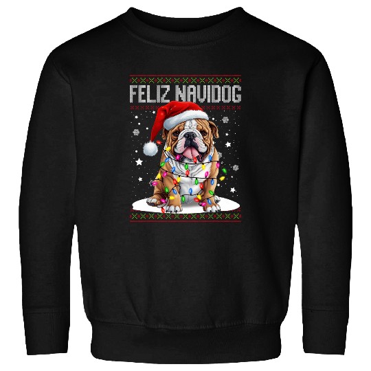 Bulldog puppy Feliz Navidog Feliz Navidad Christmas Sweatshirts
