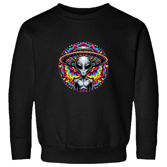 Cosmic Encounter Alien Tee psychedelics UFO Art 4 Sweatshirts