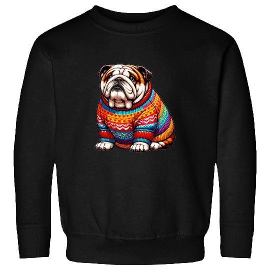 Fat Chubby English Bulldog Colorful Sweater Puppy Lover Sweatshirts