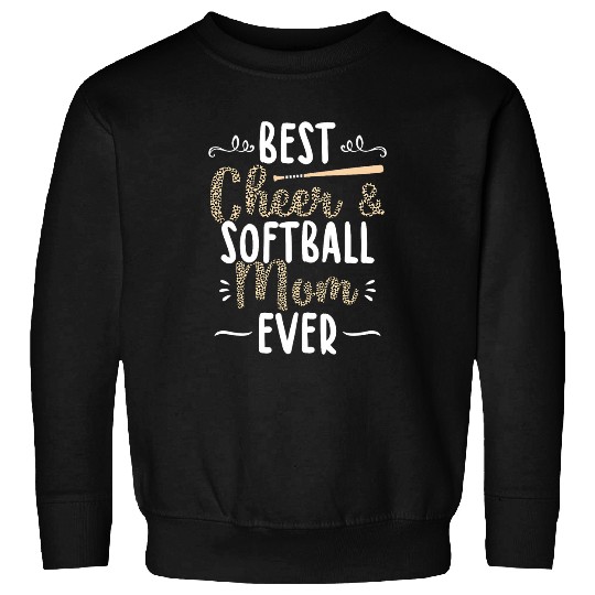 Funny Softball Cheer Lover Leopard Pattern Moms Cheerleader 1 Sweatshirts