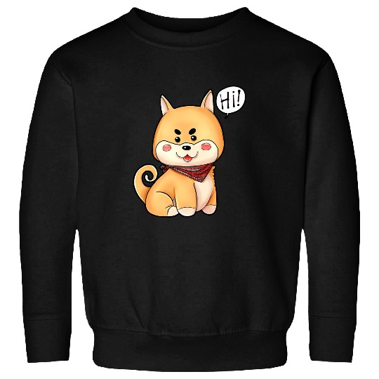Dog Shiba Inu Chibi Kawaii Shiba Inu Dog Say Hi 462 Sweatshirts