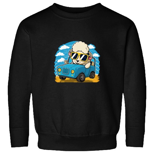 Sheep Lover Joyful Eid Celebration with funny Sheep Driving Car Sweatshirts