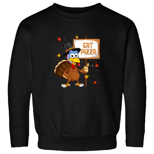 turkey eat pizza thanksgiving vegan 2boys girls kids Sweatshirts