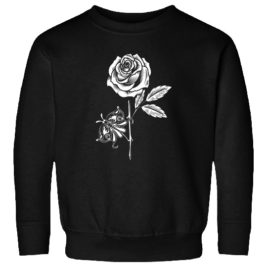 Moth Pagan Wiccan Roses Flower Dark Magic Occult Sweatshirts