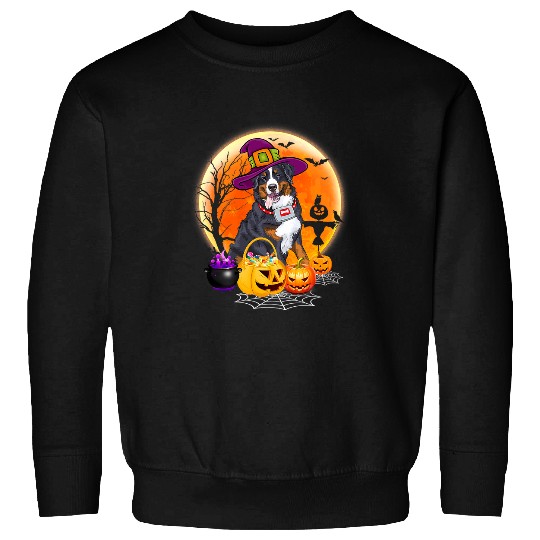 Halloween Australian Shepherd Dog Moon With Pumpkin Funny 629 Sweatshirts
