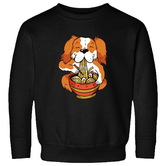 Cavalier King Charles Spaniel Eating Ramen Kawaii Aesthetic Sweatshirts