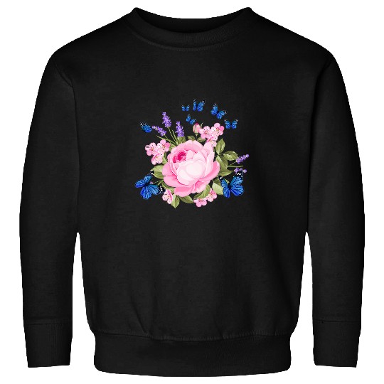 Lilac Butterfly Love Design Flowers Natural Roses Sweatshirts