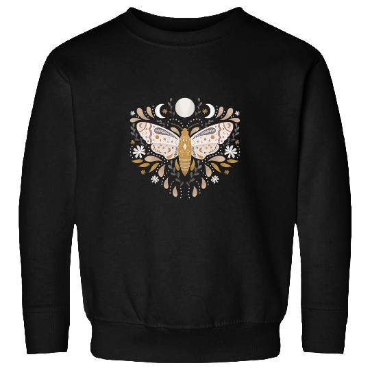 Mystical Moth Terracotta Tan Celestial Flower Moon Phases Sweatshirts
