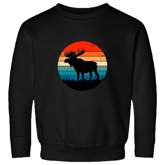 Pretty Retro Sunset Elk Moose Bull 2Powerful Forest Ruler Sweatshirts
