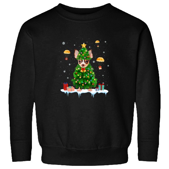 Chihuahua Christmas Tree Lights Merry Christmas Pajamas Gift Sweatshirts