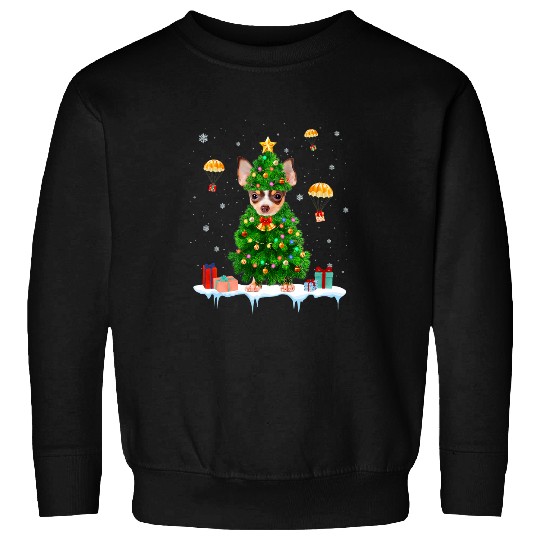 Chihuahua Christmas Tree Lights Merry Christmas Pajamas Gift Sweatshirts